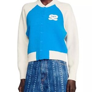Sandro Style Two-toned Varsity Cardigan